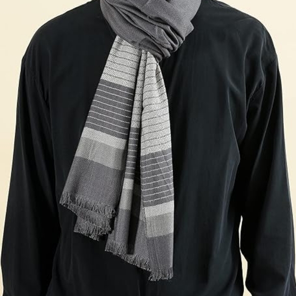 COPY - Runtlly Men's Winter Cashmere Scarf Stripes Warm Soft Scarves with Tassel - Picture 4 of 9